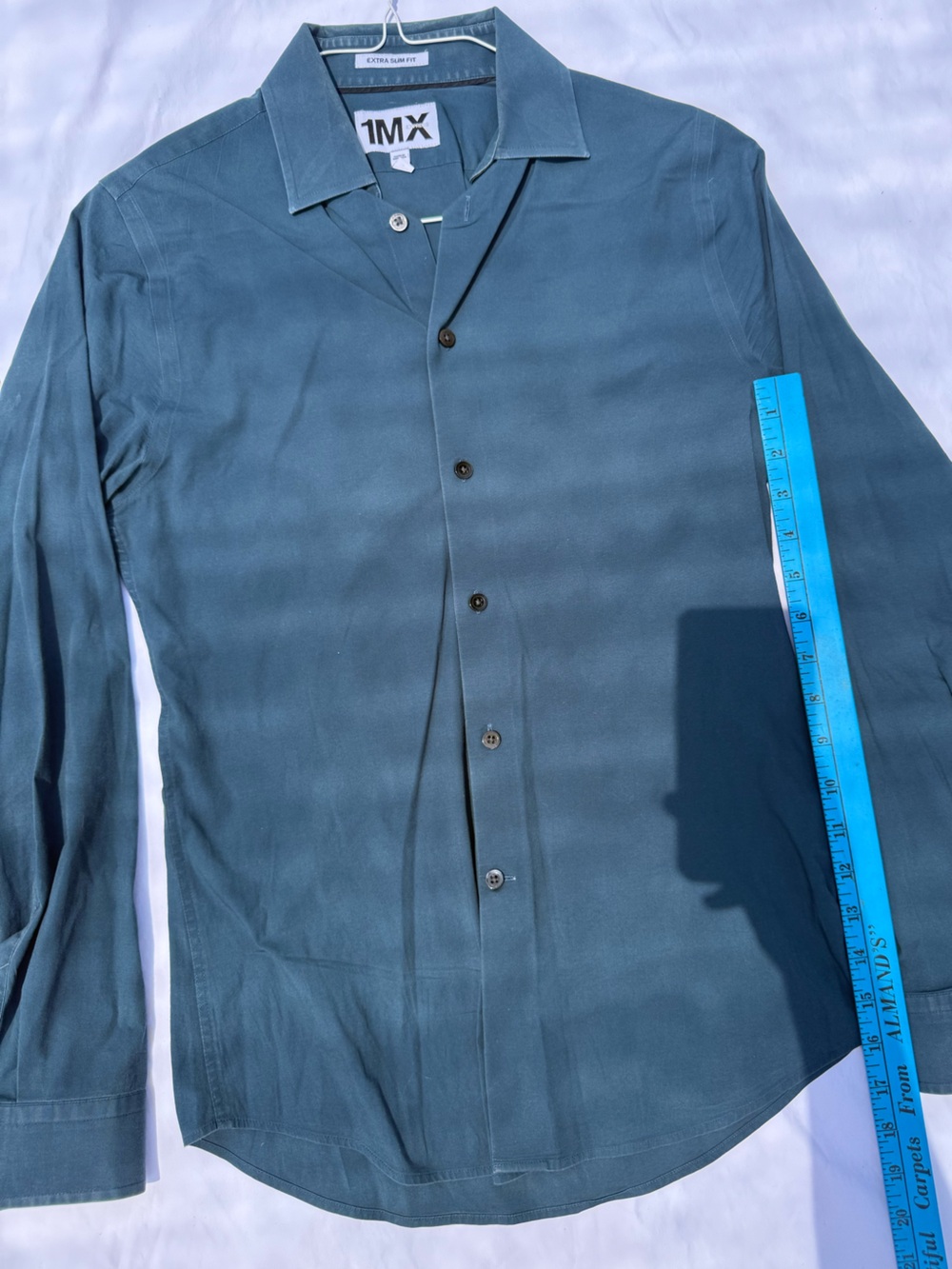 Express Men's Dress Shirt XS Teal Blue Green Long Sleeve Button Down